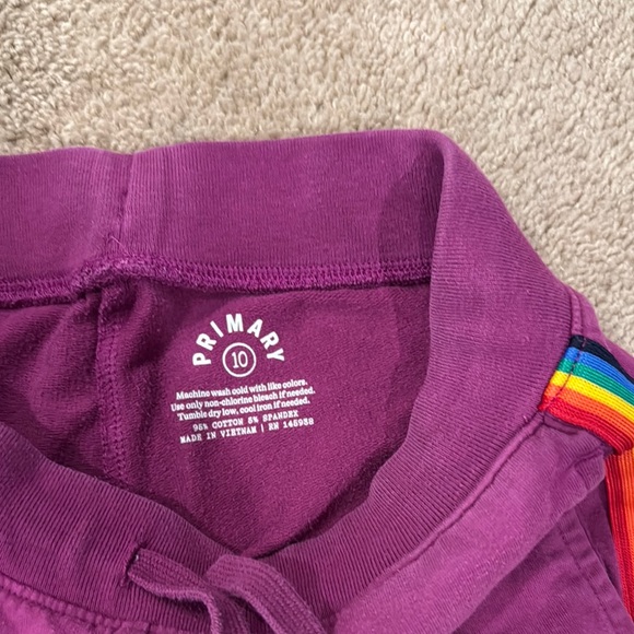 Primary Kids' Purple Joggers with Rainbow Stripes - Picture 2 of 3